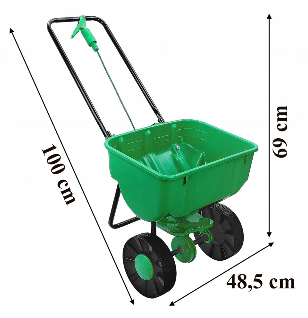 Rotary Seed Drill Manual Spreader for Salt Sand Grass Seed Fertilizers 29L Sowing width 600 cm