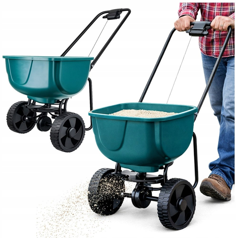 Rotary Seed Drill On Wheels For Grass Seed Fertilizers Salt Sand 27L