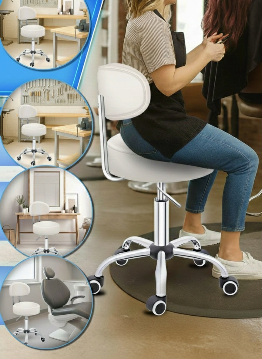 Rotary stool TRESKO with backrest 150 kg – beige colour Manufacturer code ABH-013