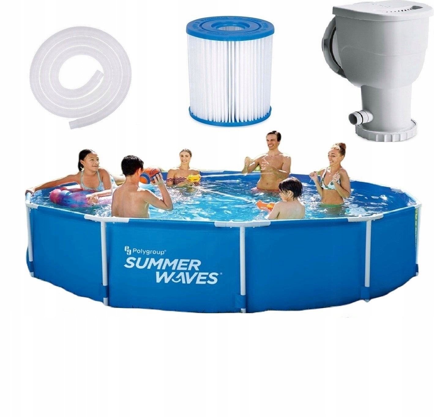 Round Garden Pool Polygroup Limited 366 x76 cm skimer set