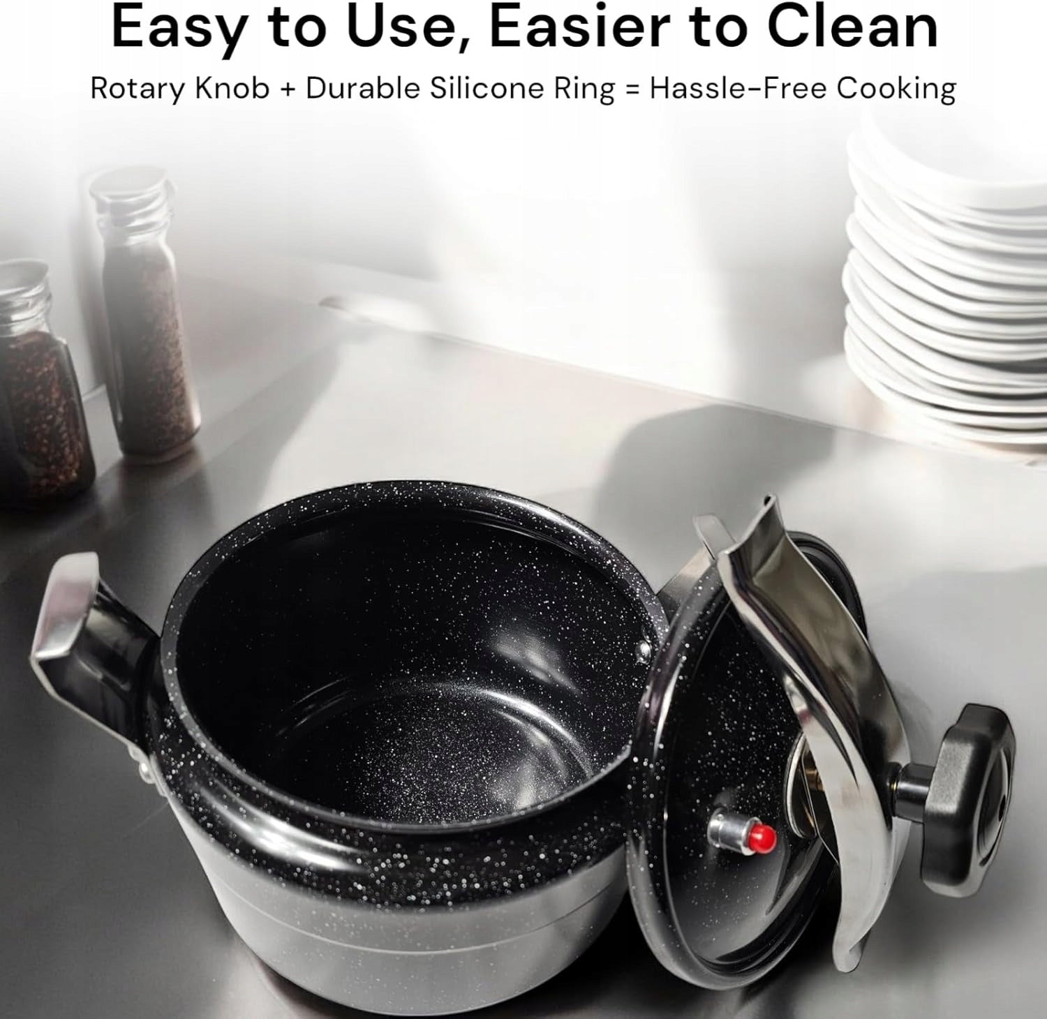 Royal Swiss Pressure Cooker 28cm - 11 Liters Black Marble Non-Stick Coating Brand Royal Swiss