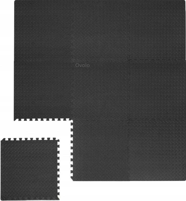 Rubber FLOOR PUZZLE for gym MATA for protective equipment black 1,8x1,8m