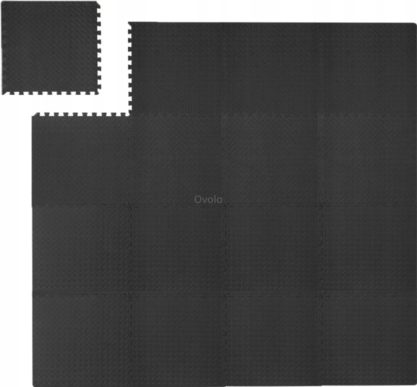 Rubber FLOOR PUZZLE for gym MATA for protective equipment black 2,4x2,4m
