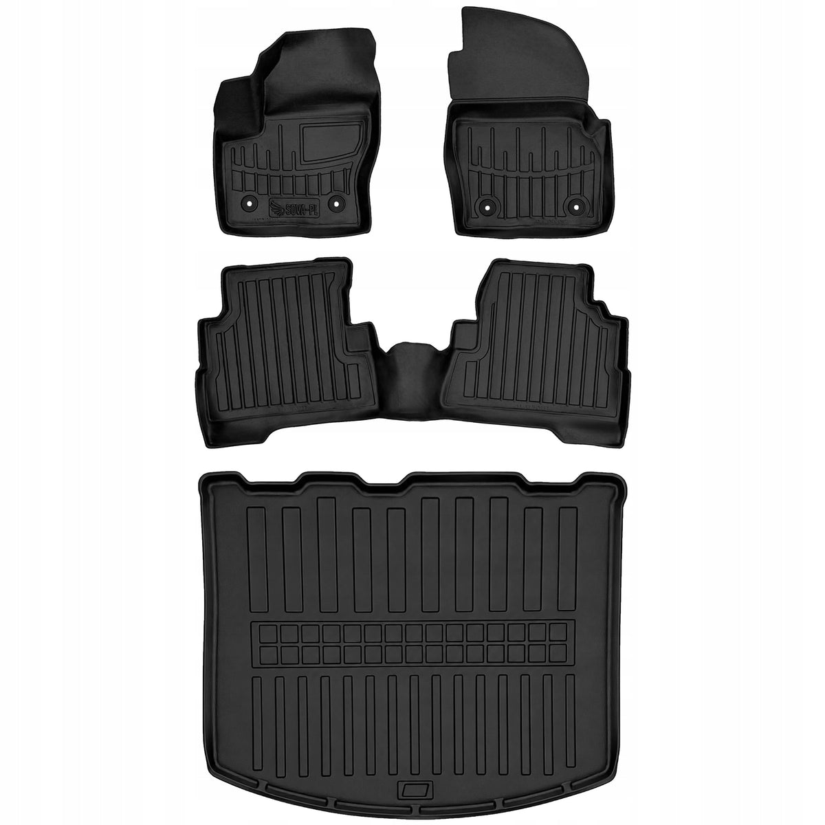 Rubber mat and rug set Ford Kuga II (2013-2019) distance between s=>