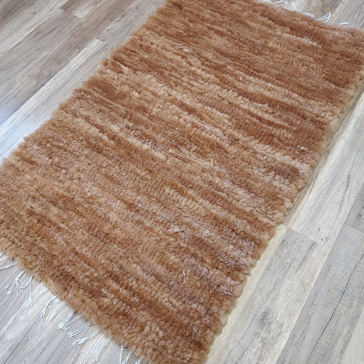 Rug Hand Woven Sheepskin Natural Beige Color multicolor