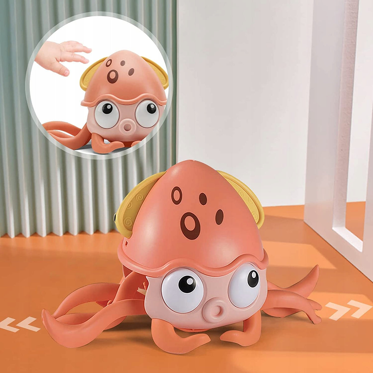 Runaway Crawling Octopus INTERACTIVE TOY sounds, music, lights Color multicolor