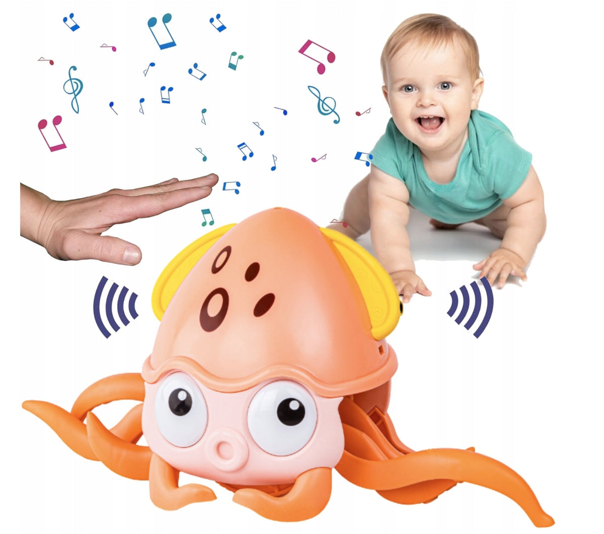 Runaway Crawling Octopus INTERACTIVE TOY sounds, music, lights