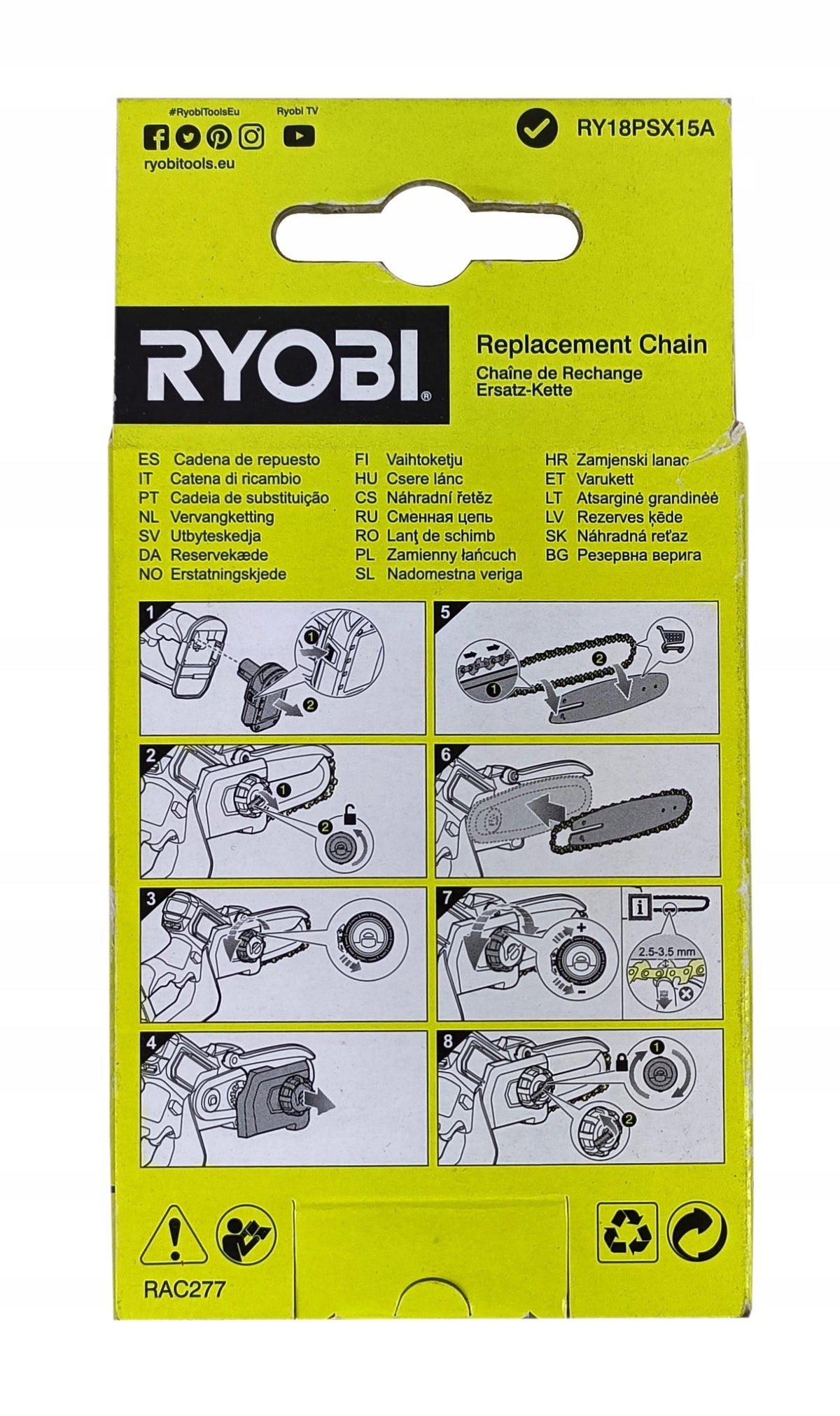 Ryobi RAC277 Oregon 0,325" cutting chain for 15 cm 6" guide for chainsaw Packaging status original