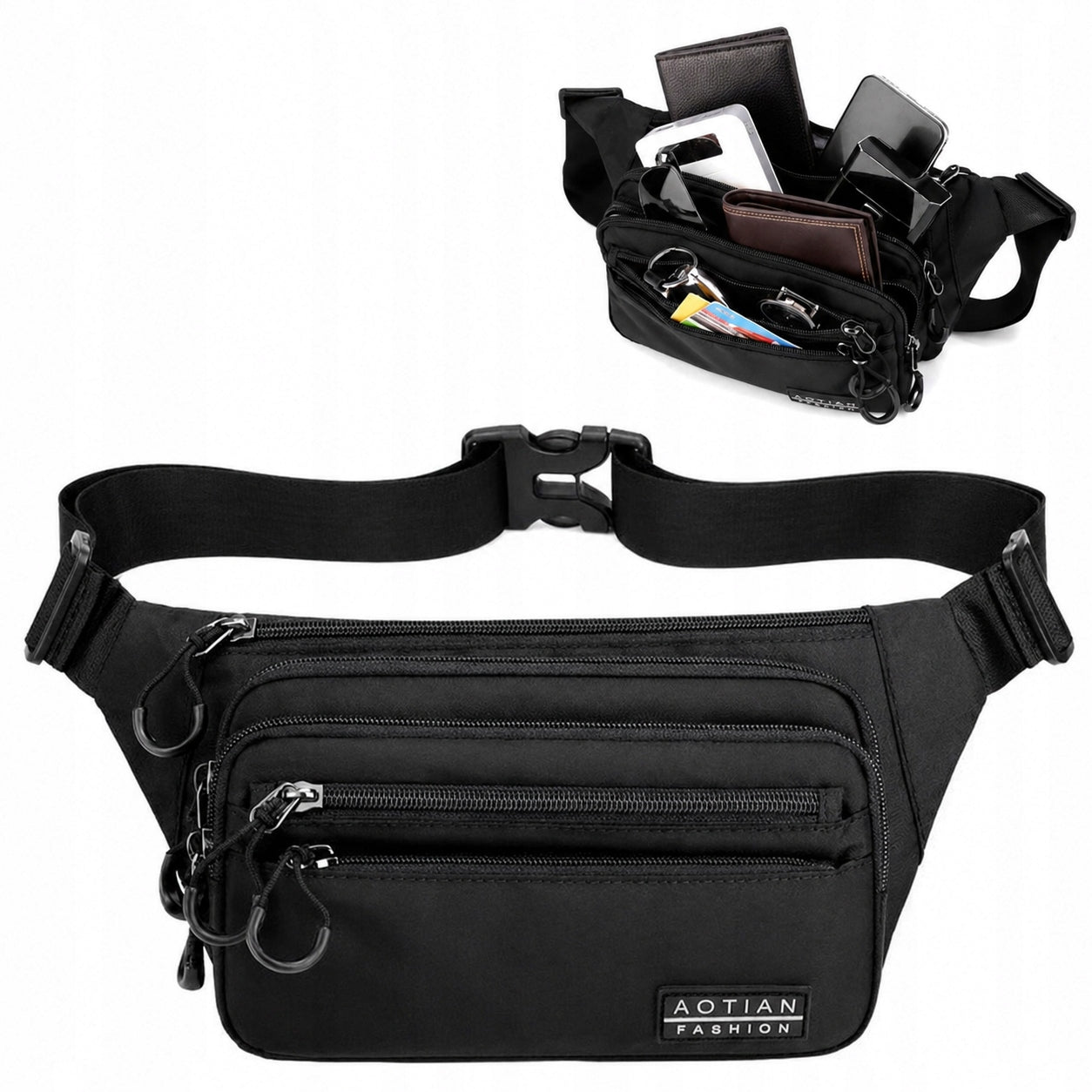 SACHET BUM BAG MEN'S BELT ROOMY MULTI-CHAMBER URBAN HIP