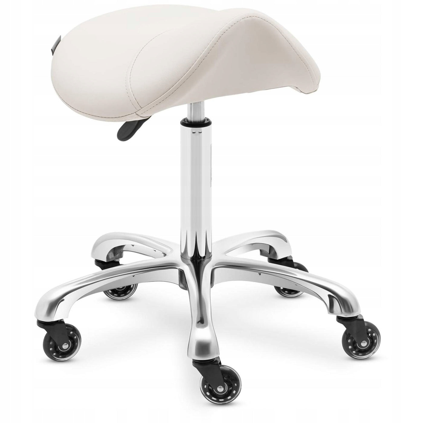 SADDLE CHAIR COSMETIC STOOL ON WHEELS