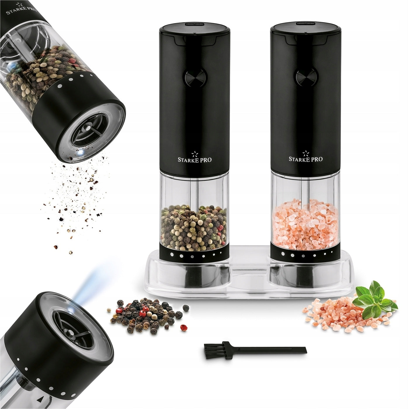 SALT AND PEPPER ELECTRIC GRINDERS MODERN LED Starke Pro Vis 2 pcs USB C
