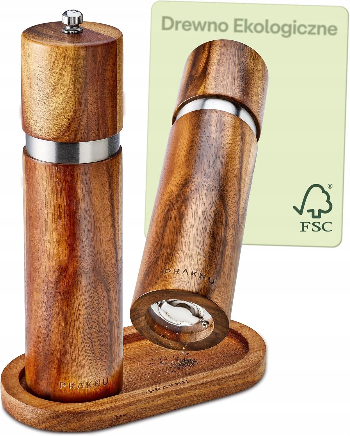 SALT AND PEPPER GRINDER ACACIA WOOD FSC CERAMIC PREMIUM 2 PIECES
