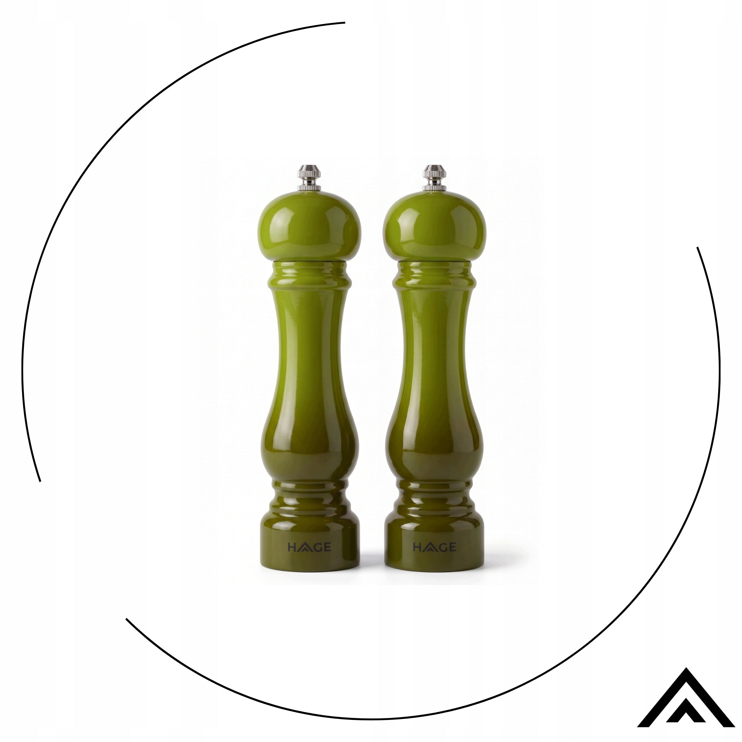 SALT AND PEPPER GRINDER HAND CERAMIC OLIVE FILAMENT 2 PCS. Packaging status original