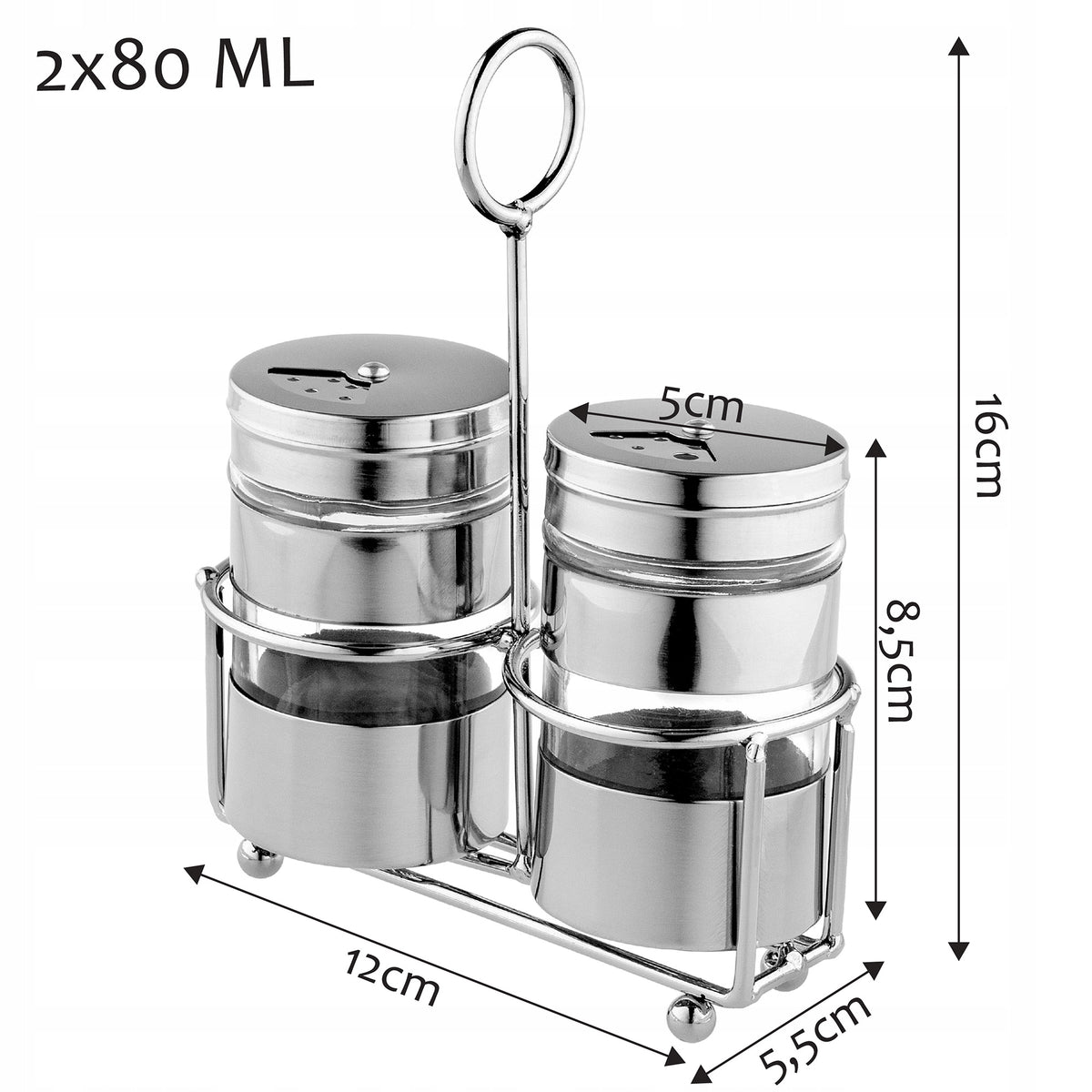 SALT AND PEPPER SHAKER PEPPER SALT SET 2x80ml WITH STAND CONTAINER Kind salt and pepper castors