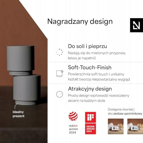 SALT AND PEPPER SHAKER SET STAINLESS STEEL - DESIGN FOR KITCHEN Brand LARS NYSØM