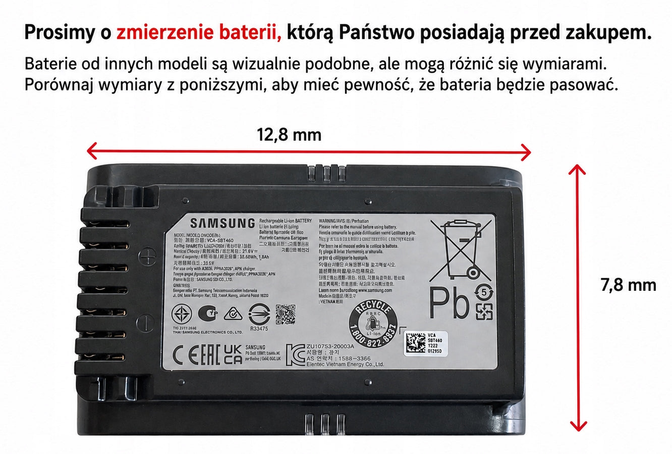SAMSUNG JET 65 battery for upright vacuum cleaner ORIGINAL Manufacturer code VCA-SBTA60 / Jet 65