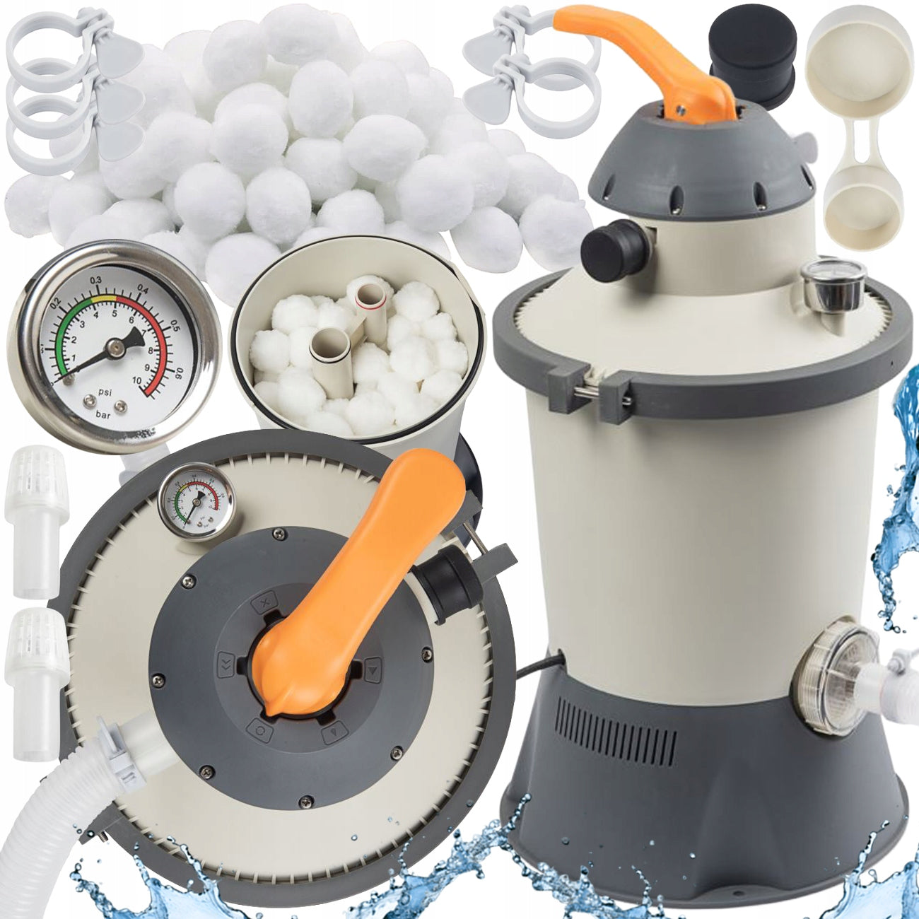 SAND PUMP FOR POOL FILTERING POOLS 3028/h + FILTER BALLS 500G