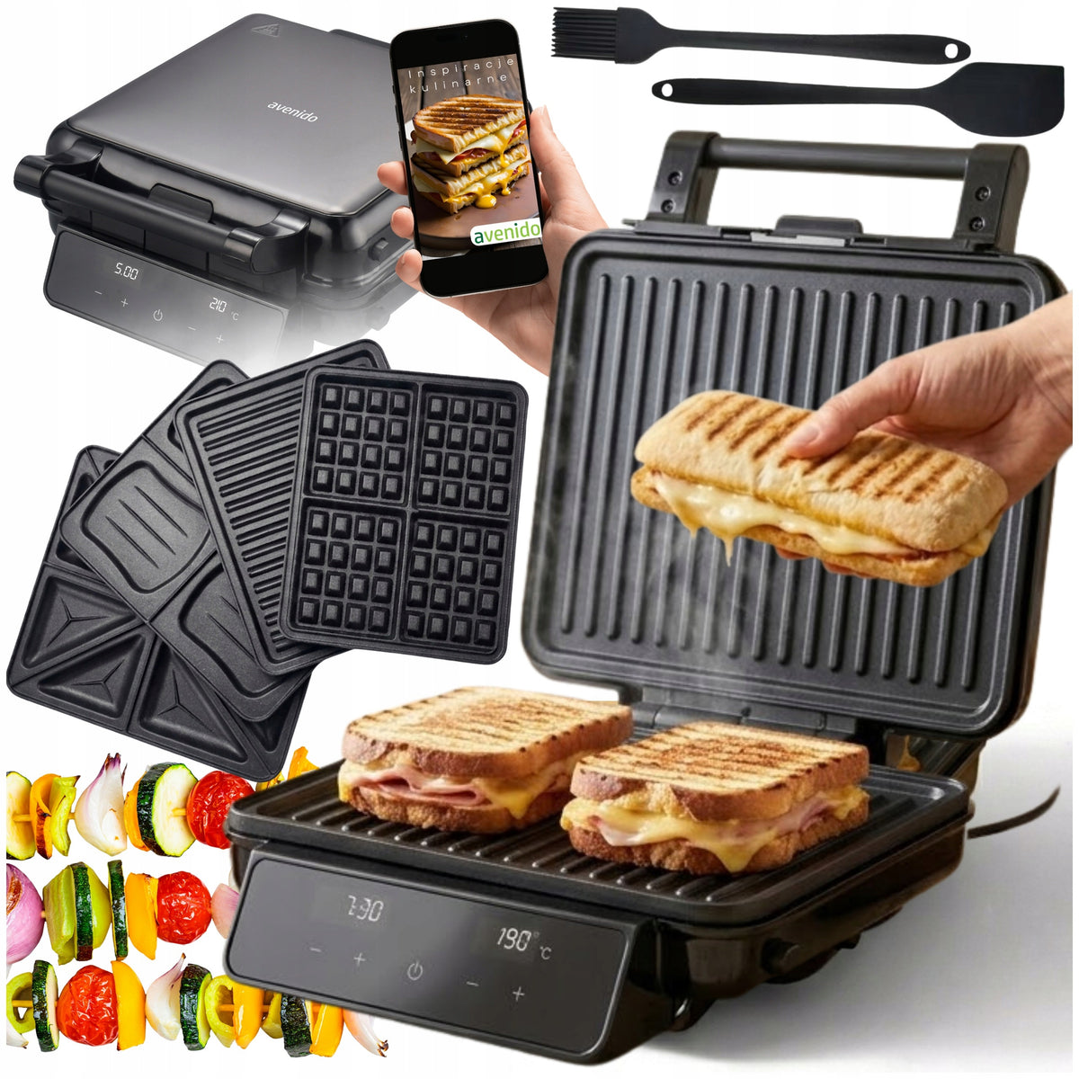 SANDWICH TOASTER 4in1 ELECTRIC GRILL PANINI WAFFLE IRON SANDWICH 2200W