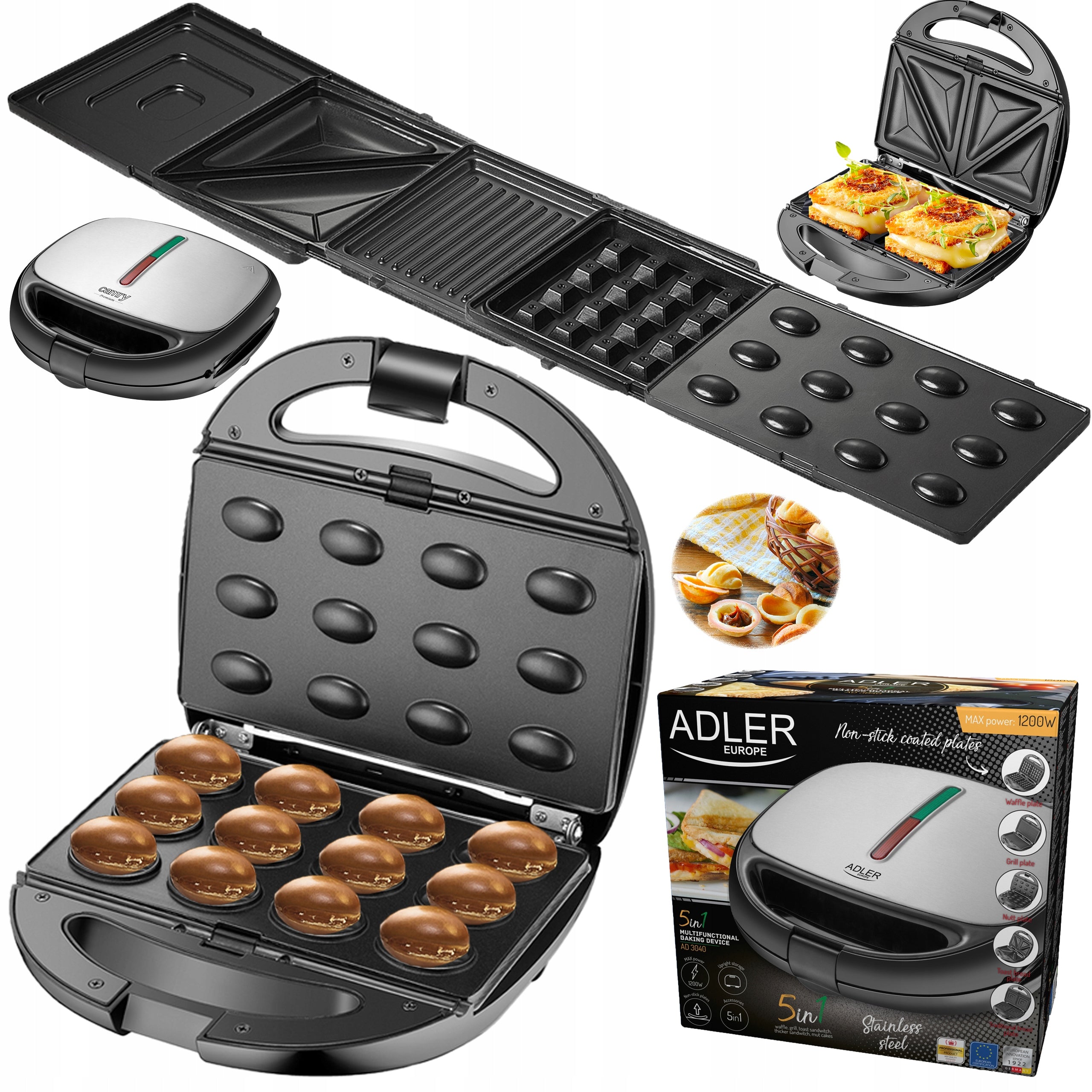 SANDWICH TOASTER 5IN1 TOAST TOASTER SANDWICH 1200