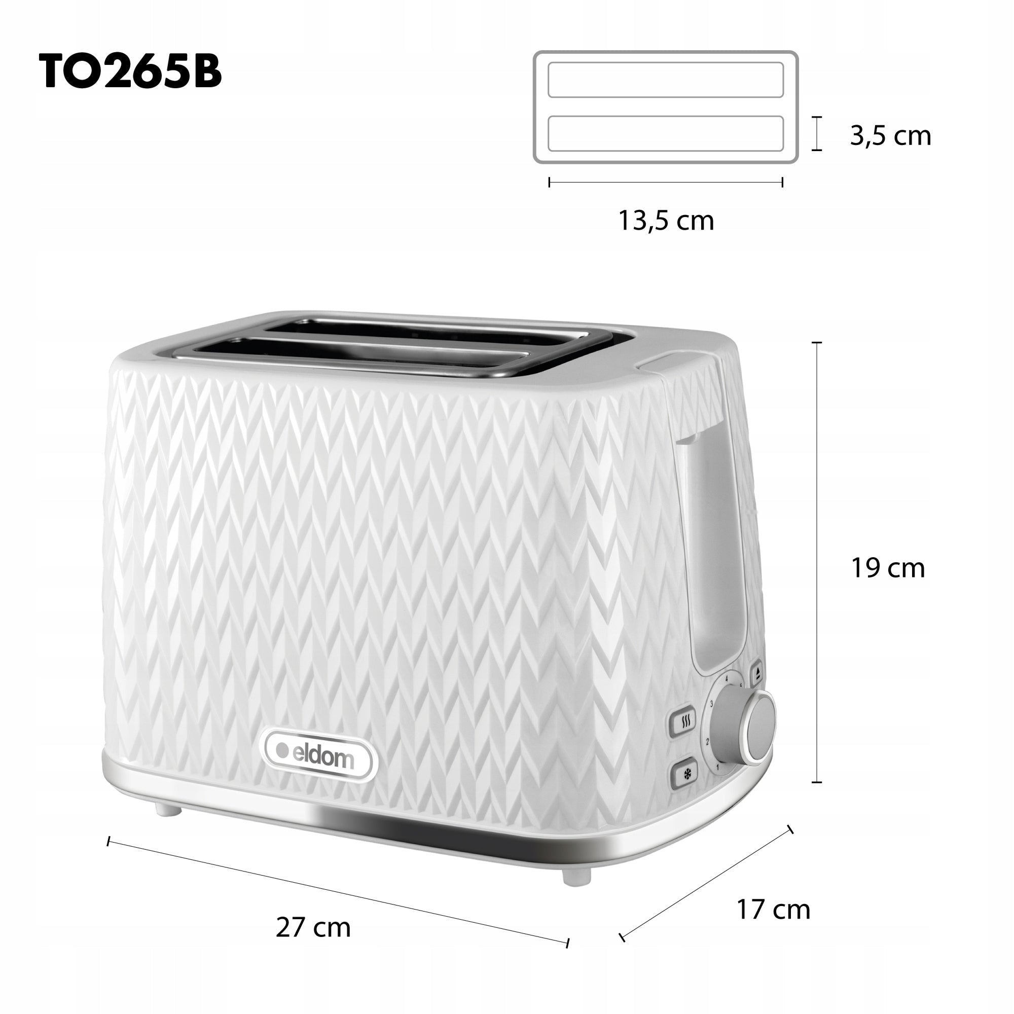 SANDWICH TOASTER 930W ELDOM TO26 WHITE NELE Power rating 930 W