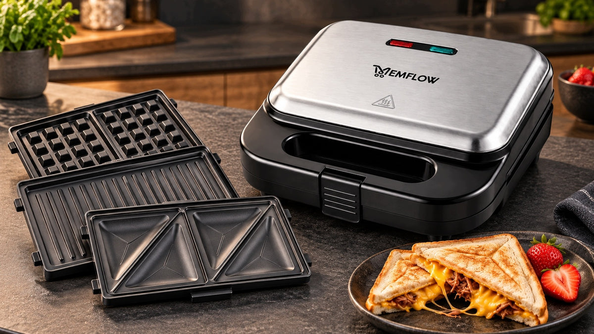 SANDWICH TOASTER AND PANINI GRILL TOASTER ELECTRIC WAFFLE MAKER 3IN1 STRONG Manufacturer code OPIEKACZ GRILL TOSTER 3W1 750W MEMFLOW