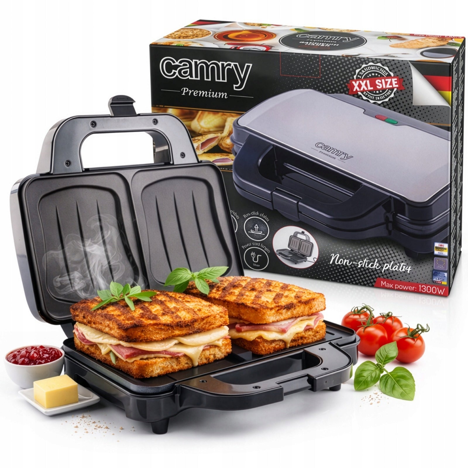 SANDWICH TOASTER ELECTRIC SANDWICH XXL COATING NON-STICK 1300W
