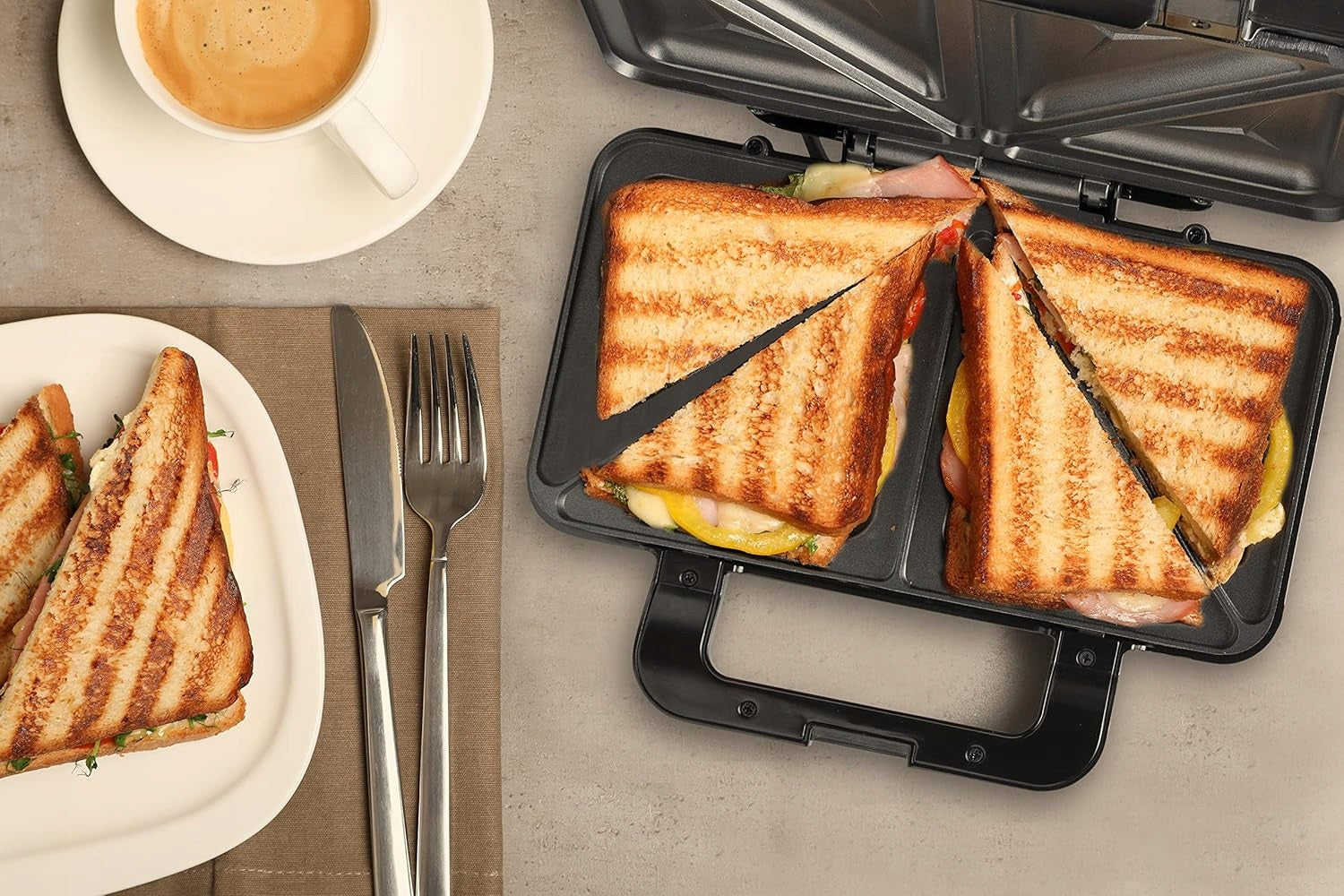 SANDWICH TOASTER XL 900W BEIGE NON-STICK AUTOMATIC SHUTDOWN EAN (GTIN) 5907830239394