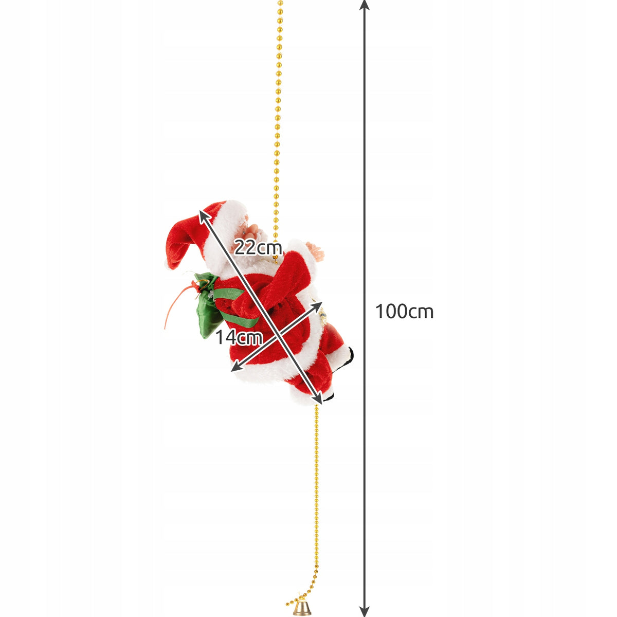 SANTA CLAUS CLIMBING ON A ROPE 100CM CLIMBING SANTA CLAUS LED MELODIES Manufacturer code 22502