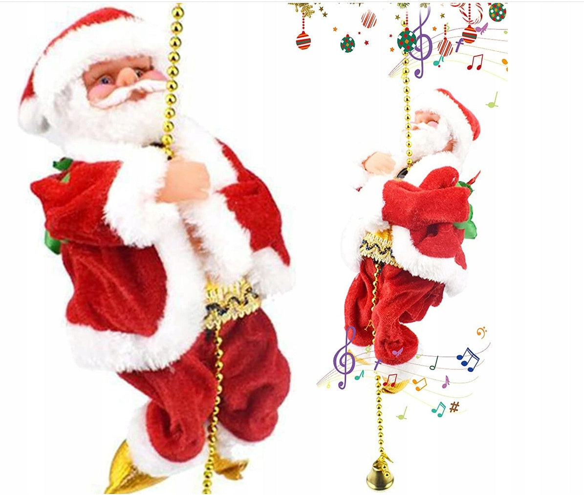 SANTA CLAUS CLIMBING ON A ROPE 100CM CLIMBING SANTA CLAUS LED MELODIES