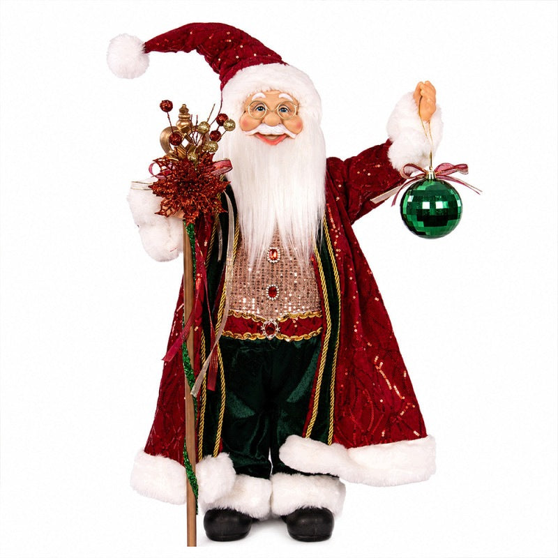 SANTA CLAUS DECORATIVE 60 CM CHRISTMAS FIGURINE WITH CANE DECORATION CHRISTMAS Packaging status original