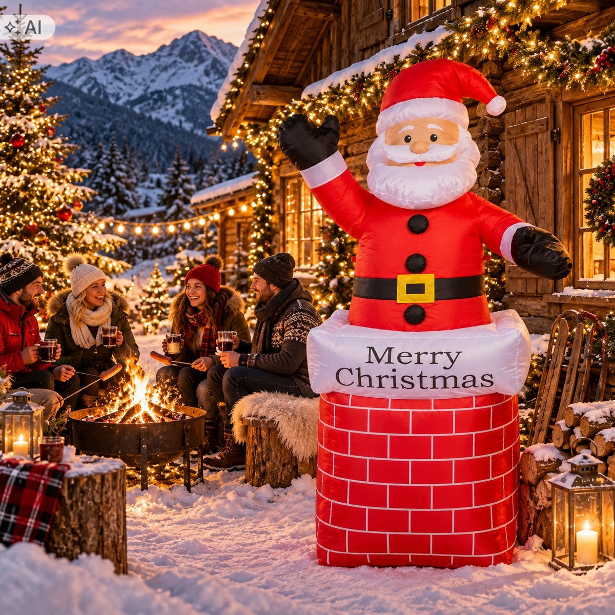 SANTA CLAUS INFLATABLE CHRISTMAS DECORATION LED GARDEN ORNAMENT XXL 210 cm Manufacturer code F414-180