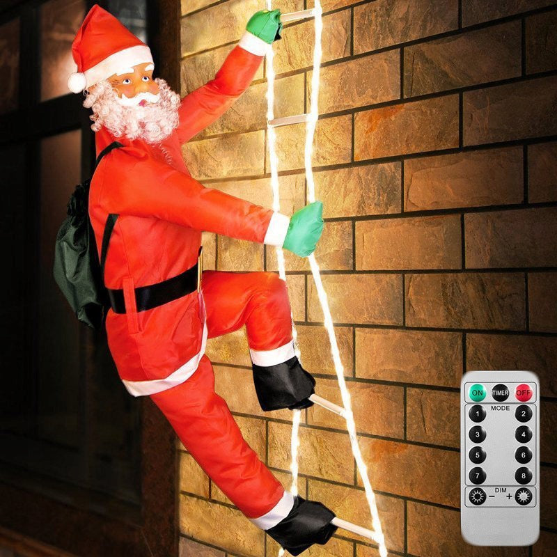 SANTA CLAUS ON LADDER XXL 240cm LED ORNAMENT