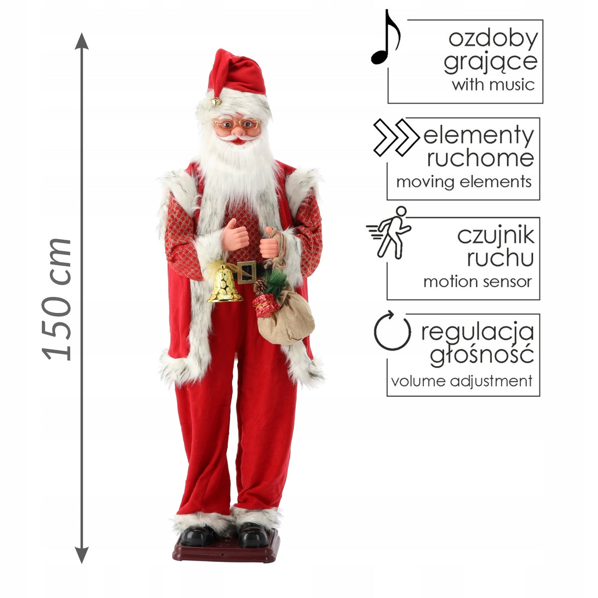 SANTA CLAUS SINGING - DANCING 150 CM *5133 Packaging status original