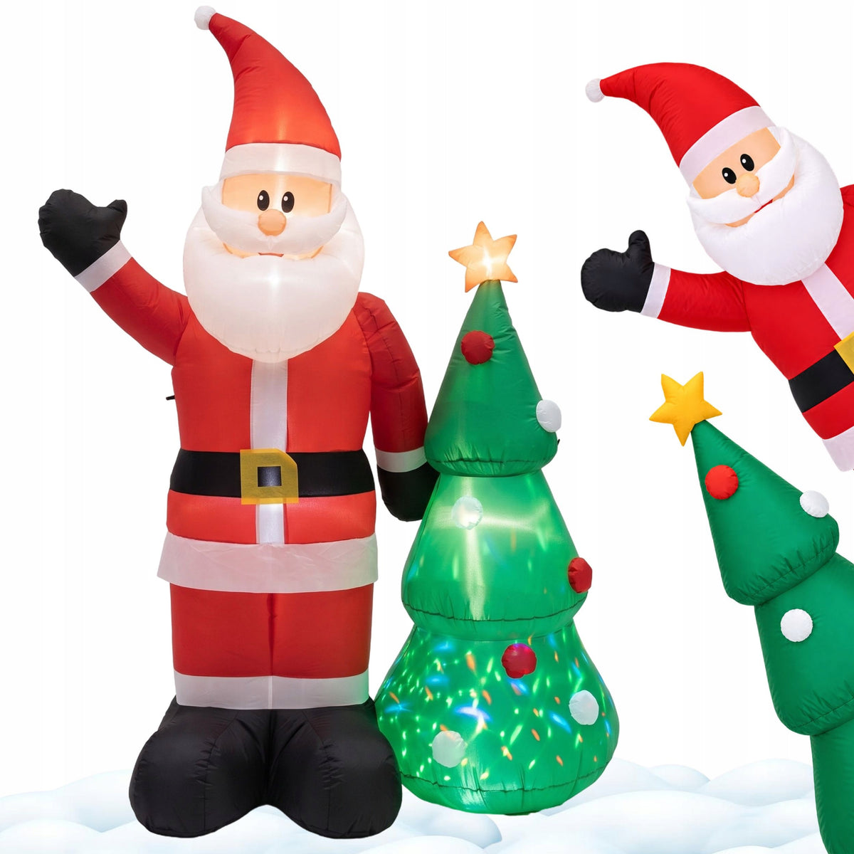 SANTA Inflatable With Christmas Tree GLOWING LARGE Pumped LED 210cm JUMIhome