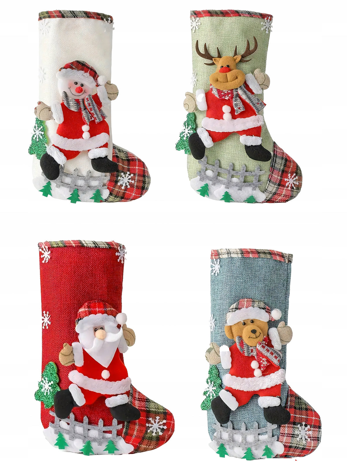SANTA SOCKS SET OF SOCKS FOR FIREPLACE GIFT SET OF 4 PIECES