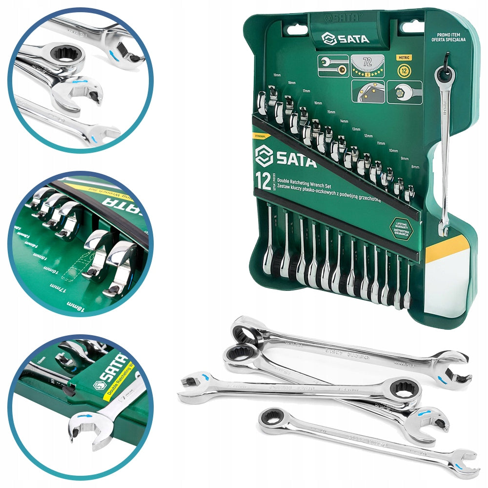 SATA Set of 12 Double Ratchet Wrenches 09066