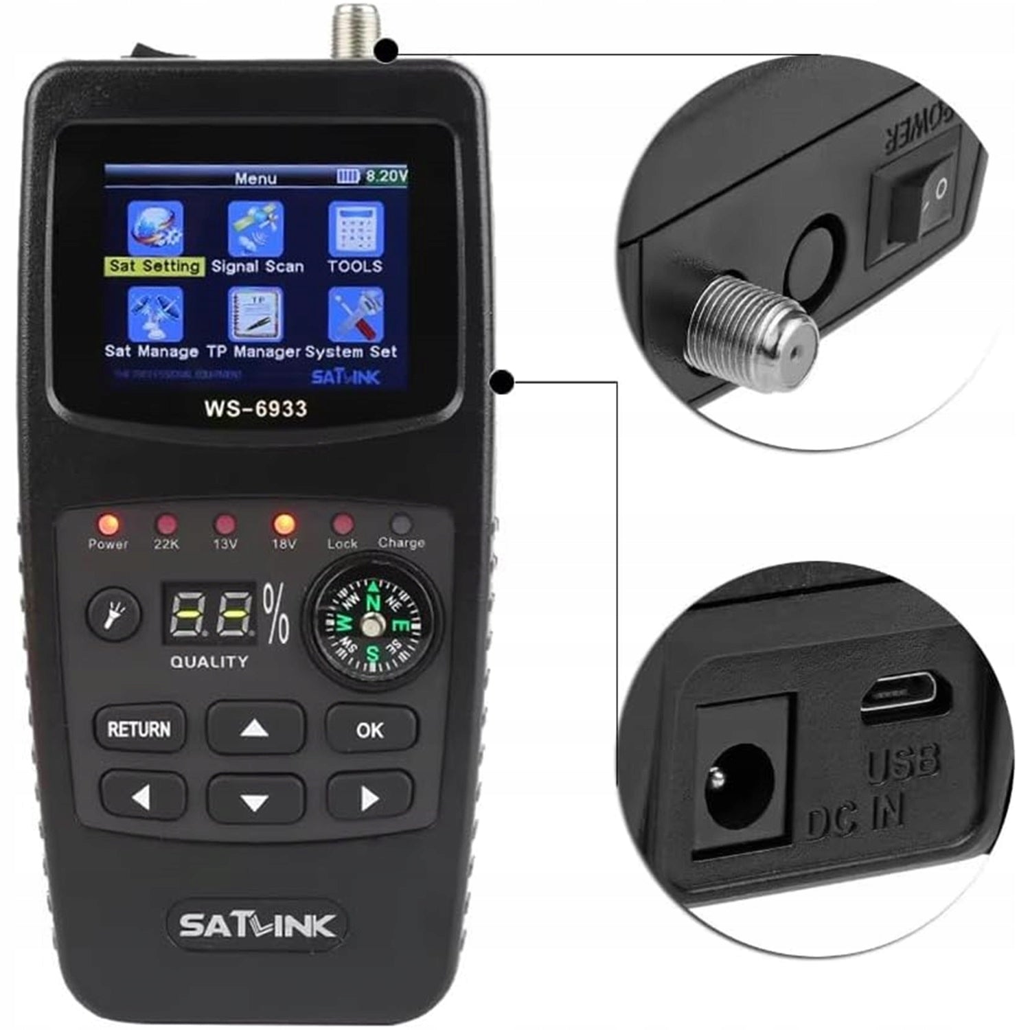 SATELLITE VIEWFINDER, SATELLITE RECOGNITION, DVB-S DVB-S2 SIGNAL RECEIVER Manufacturer code VF-6800P