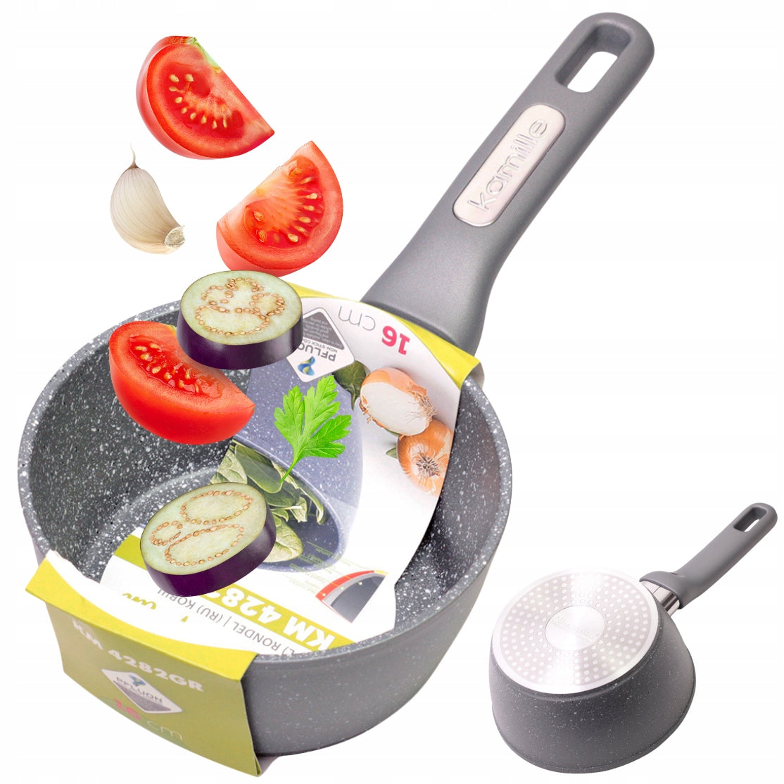 SAUCEPAN 1.2L POT WITH GRANITE COATING SAUCEPAN INDUCTION GAS KAMILLE