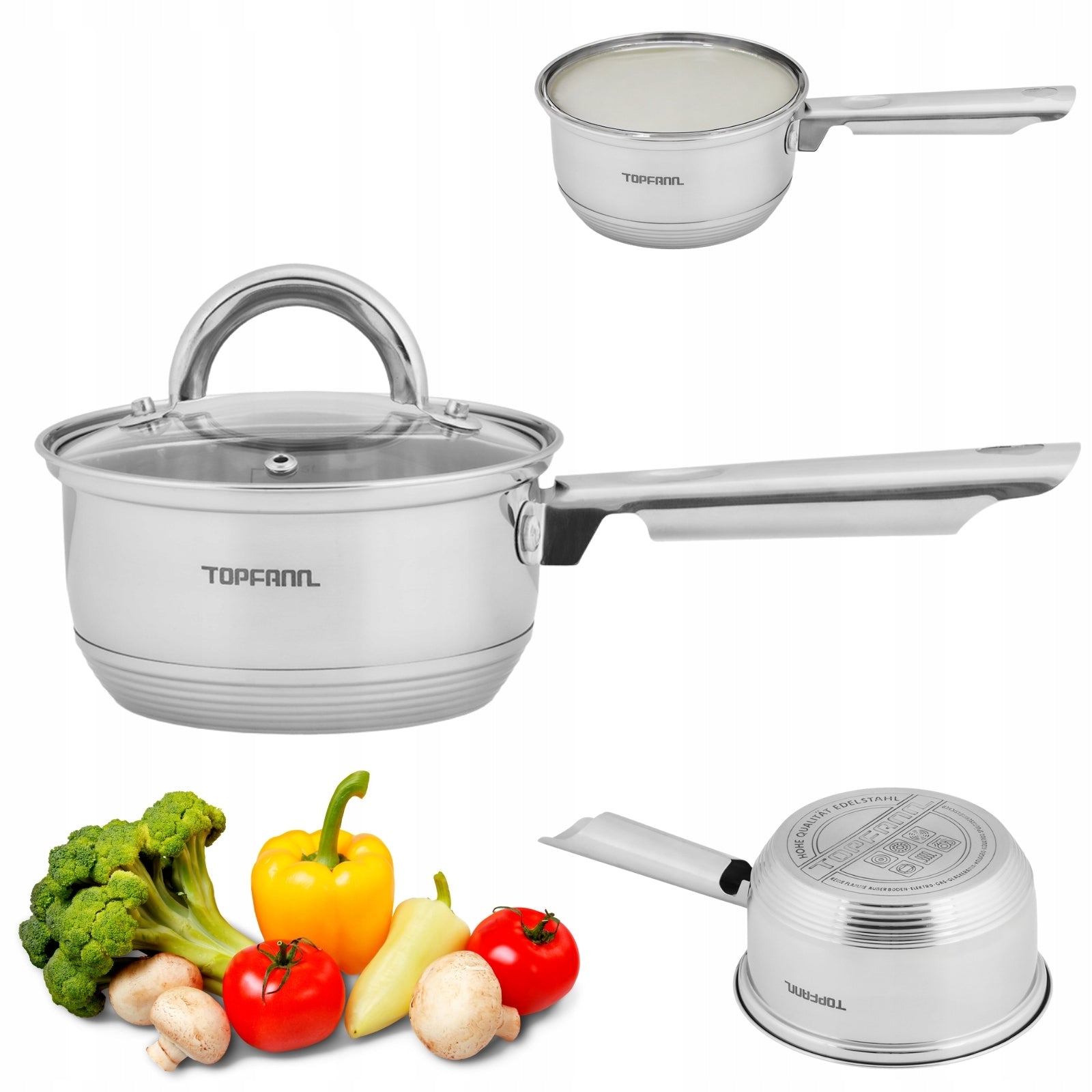 SAUCEPAN INDUCTION WITH LID FOR MILK STAINLESS STEEL 14 CM POT 1,1L GAS