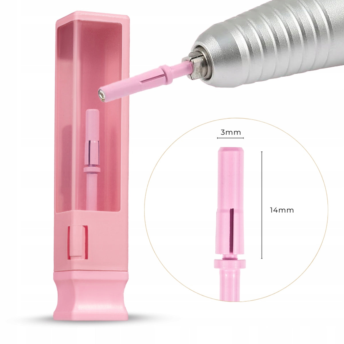 SAUTE NAILS ABRASIVE BAND CARRIER Cutter MANDREL pink for MINI milling machine