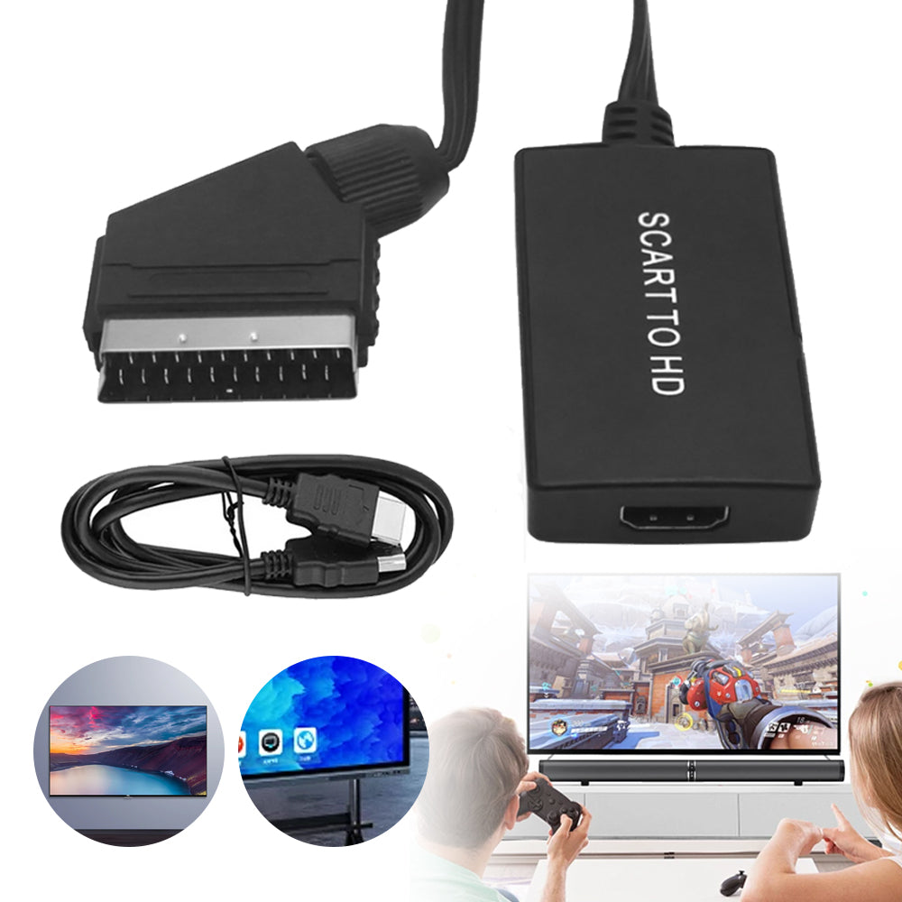 SCART to HDMI Converter Adapter, Video Signal Converter For VHS, DVD, PAL