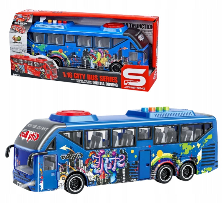 SCHOOL BUS TROLLEYBUS DRIVE LIGHT SOUND OPENING DOORS BLUE EAN (GTIN) 5906063030365