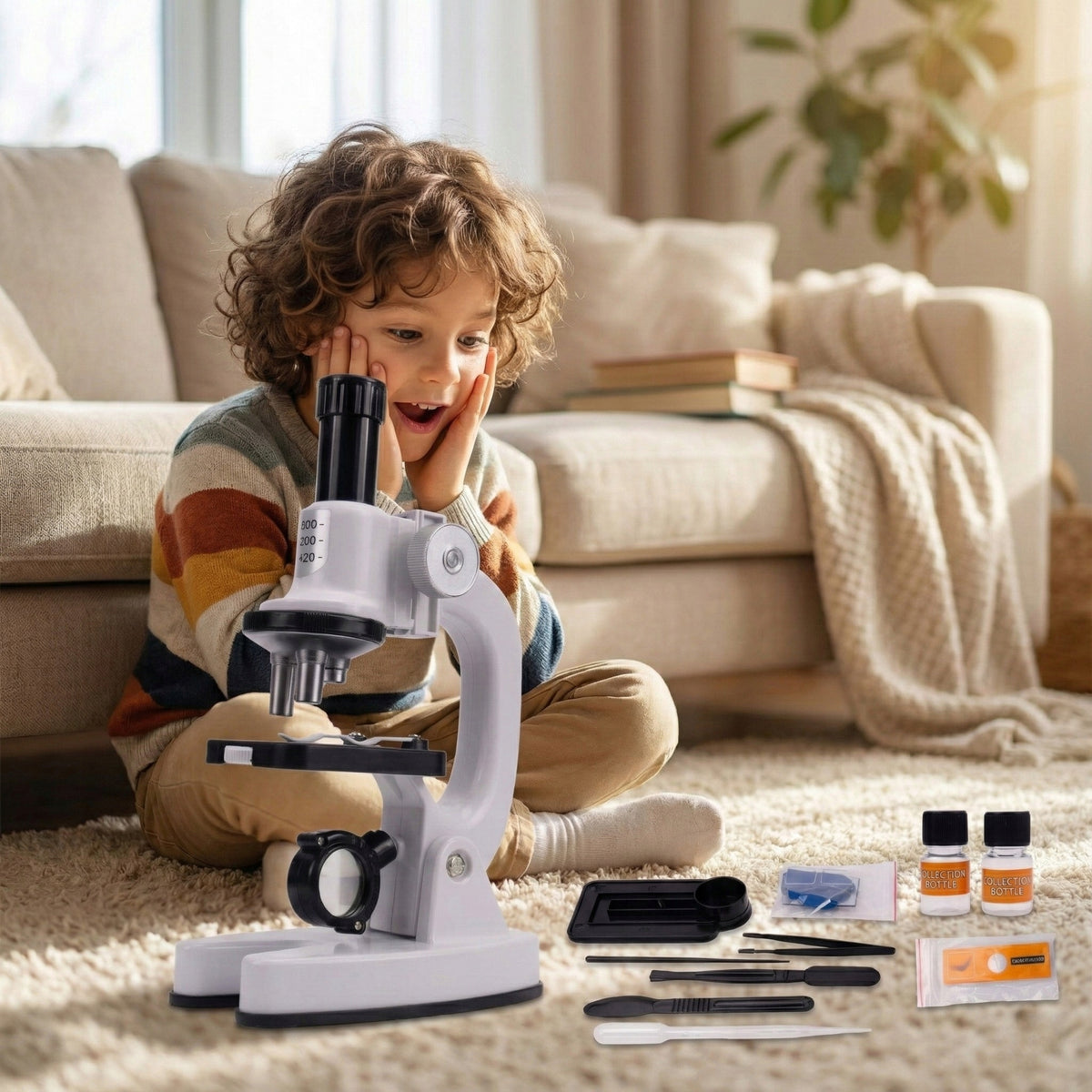 SCHOOL MICROSCOPE FOR CHILDREN 1200X RESEARCH SET GIFT Packaging status original