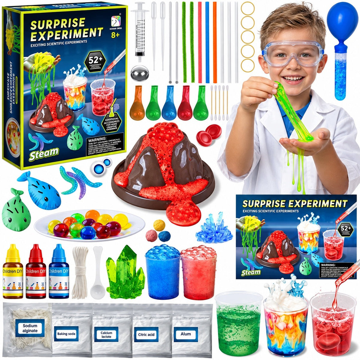 SCIENTIFIC SET 52 EXPERIMENTS FOR CHILDREN SMALL CHEMIST VOLCANO LAB