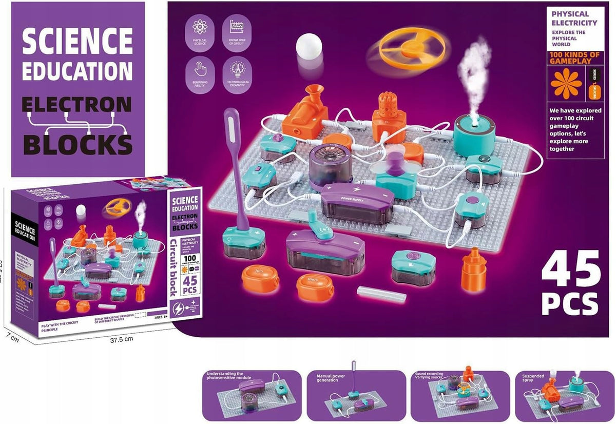 SCIENTIFIC SET OF ELECTRONIC LABORATORY FOR CHILDREN - 45 ELEMENTS Manufacturer code 53-ELEMENTOWY ZESTAW OBWODÓW NAUKOWYCH