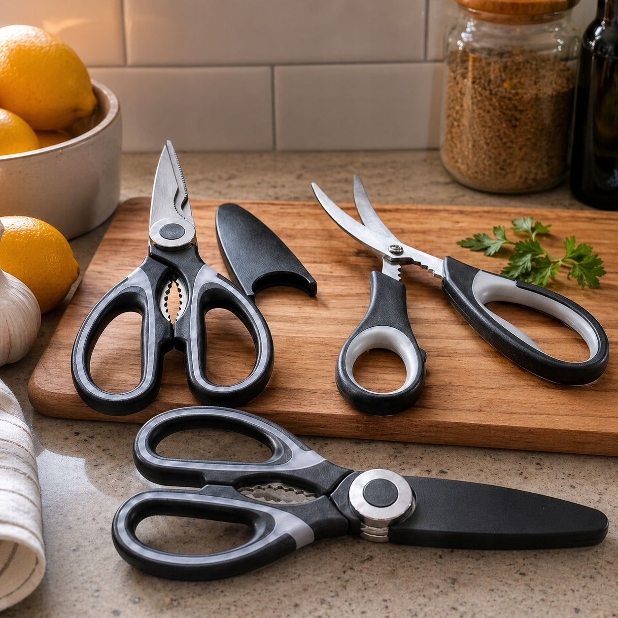 SCISSORS SET OF 3 UNIVERSAL KITCHEN SCISSORS FOR CUTTING CHICKEN POULTRY Brand Allbag