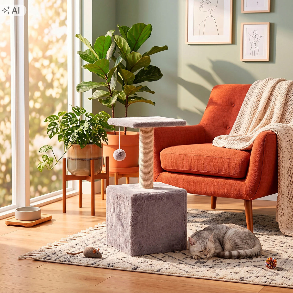 SCRATCHER CAT BOOTH COTTAGE Bed POST toy SIZAL TOWER 3 levels Manufacturer code PA1032