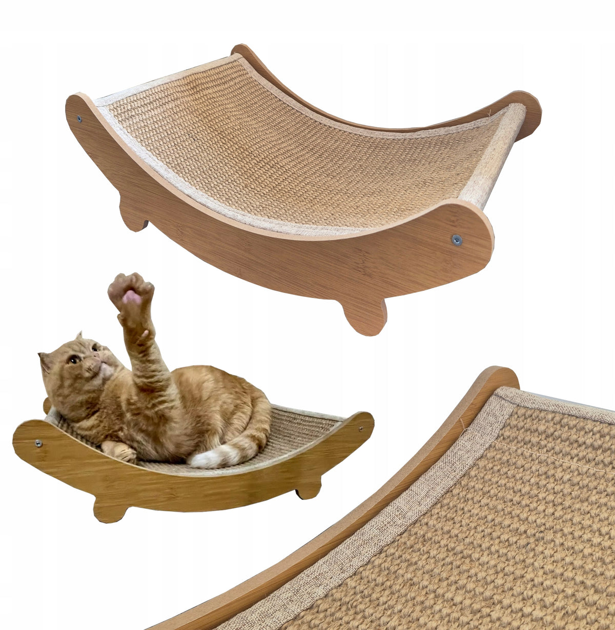 SCRATCHING POST BED SISAL HAMMOCK WOODEN FOR CAT KITTEN SMALL