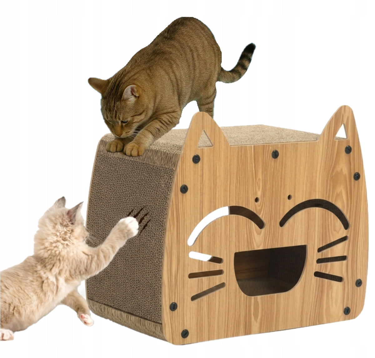 SCRATCHING POST CAT TOY CARDBOARD HOUSE MDF SCRATCHING BED STURDY
