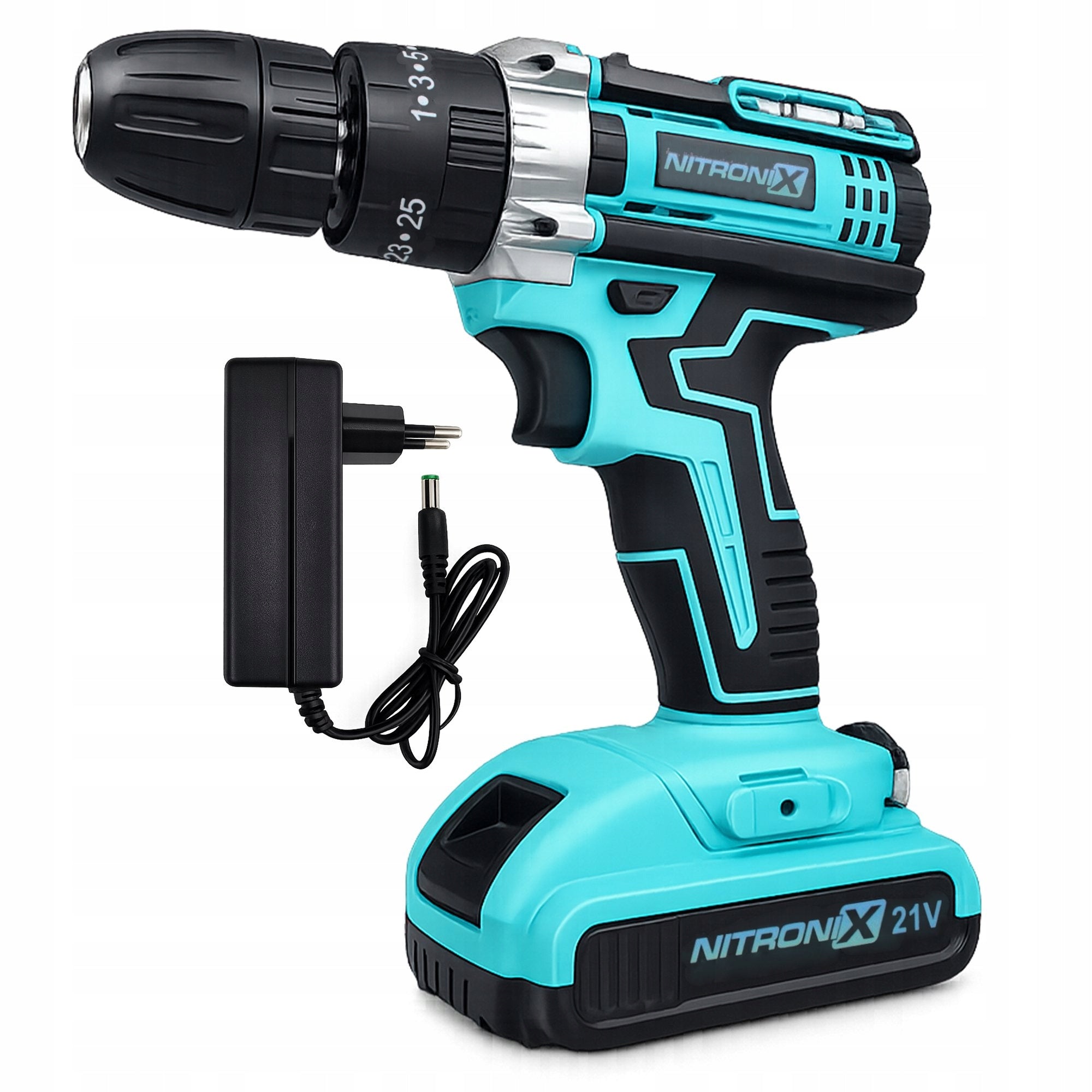 SCREWDRIVER CORDLESS DRILL 20V 2 BATTERIES 2Ah BRUSHLESS Power supply rechargeable battery